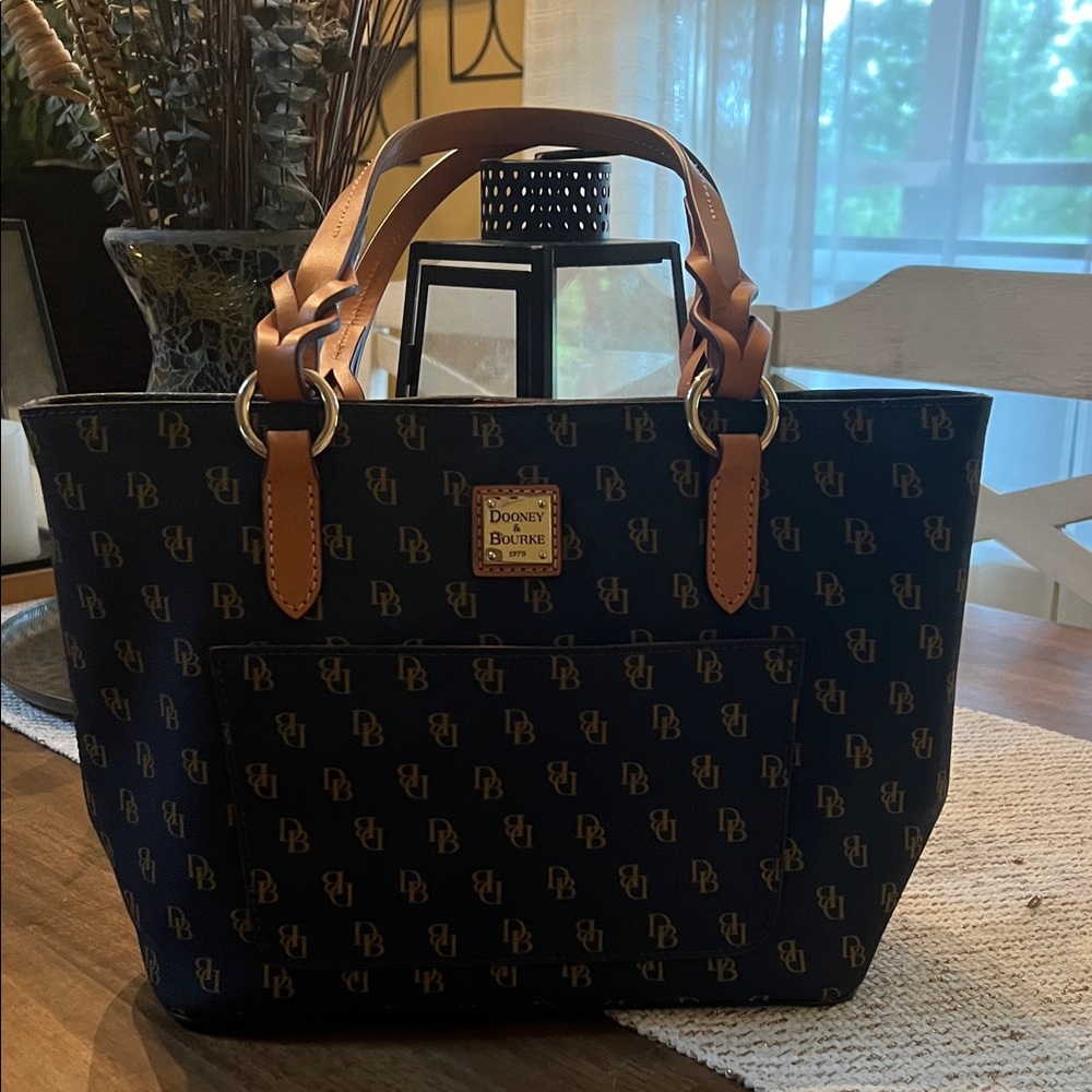Dooney & Bourke Black and Tan Signature Tote